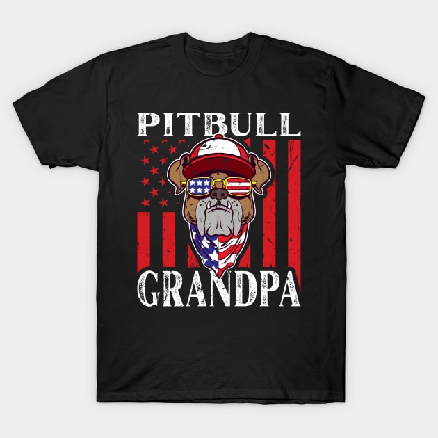 American Pitbull Grandpa USA Flag T-Shirt by Humbas Fun Shirts